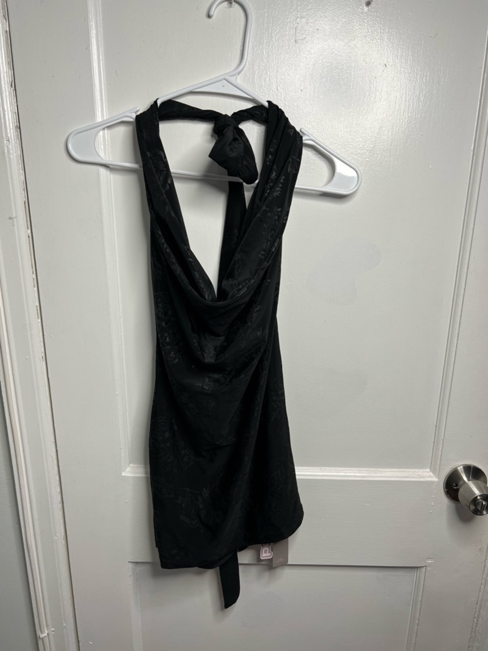 Black Halter Cowl Neck Dress Top
